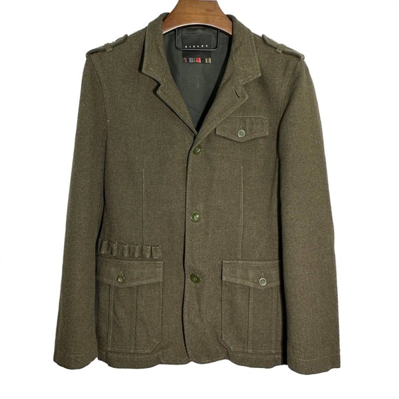 Sisley Wool Field Jacket Wool Blend‎ Military Style 48EU/38US 'No Belt' - Picture 1 of 9